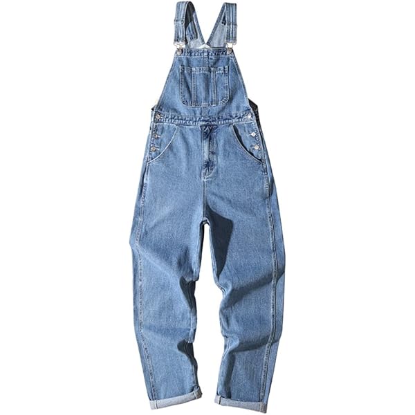 Amazon.com: Ze ENZO Mens Denim Blue Black Dungarees Work