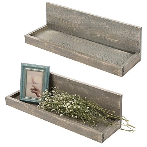 MyGift 24 inch Vintage Design Wall Mounted Floating Wood Shelves with