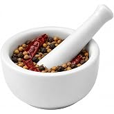 HIC Kitchen Small Mortar and Pestle Set, Fine Porcelain, 2.75-Inch, Spice Herb Grinder, Pill Crusher, Nut Butter Maker