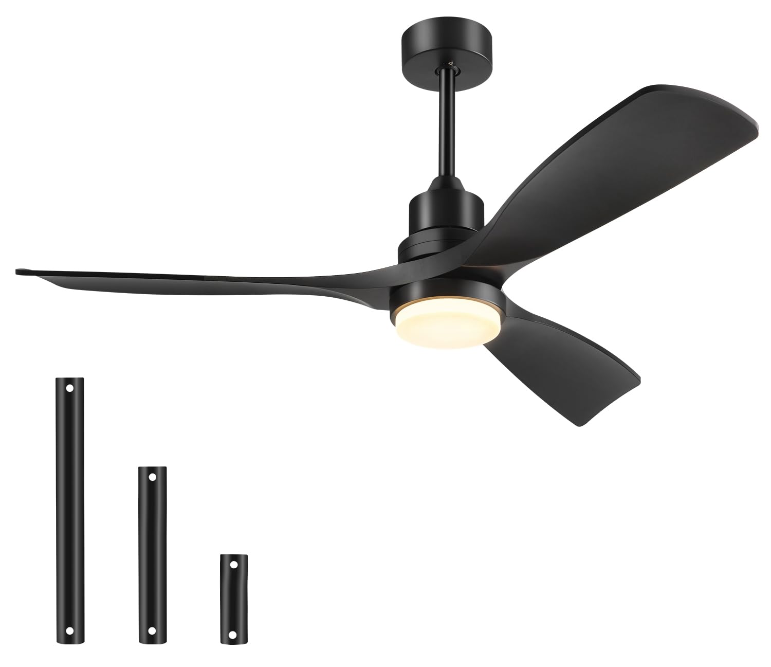 Photo 1 of Forrovenco Ceiling Fan with Lights Remote Control, 52 Inch Black Ceiling Fans with 3 Downrods, 3 Blades, Timer, 6 Speed Modern Fan Quiet Reversible DC Motor for Patio Bedroom Outdoor/Indoor