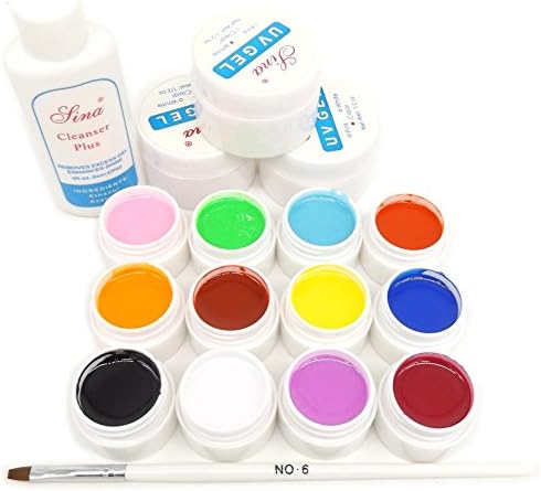Warm Girl 12 Color UV Gel Builder Clear Pink White Gel Cleanser Plus Brush UV Nail Art Set
