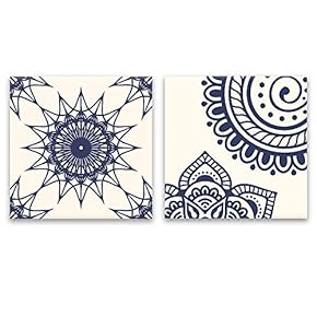 2 Panel Square Deep Blue Floral Pattern Patterns...
