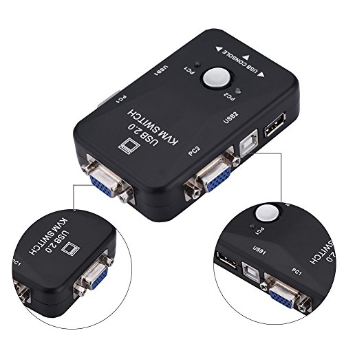 2 Port USB VGA KVM Switch Box1920 x 1440 Maximum Resolution Out Manual Switcher Supplied with 2 KVM Cables for Connecting to PC Plug and Play - Thumbnail 4