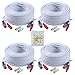 SANNCE 4-Pack 100ft BNC Video and Power Security Camera Cable with BNC Connectors and RCA Adapters for CCTV Camera System 100pcs Cable Clips Included (White)
