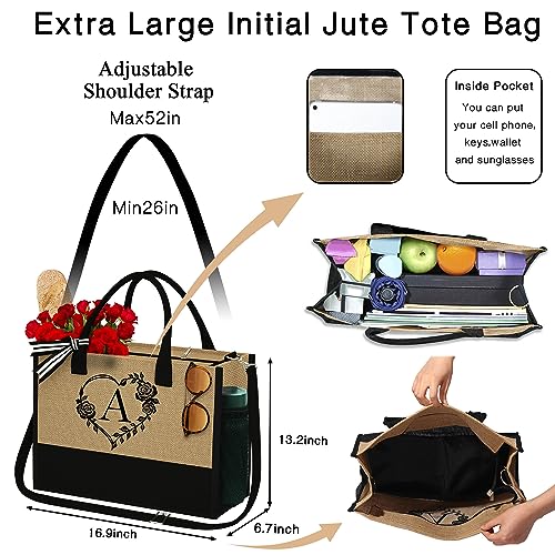 YOOLIFE CHRISTMAS GIFTS FOR MOM GRANDMA – PERSONALIZED BIRTHDAY GIFT FOR MOM GRANDMA, MOM GIFTS FROM DAUGHTER, MOTHER IN LAW GIFTS, MAMA GIFT IDEA, INITIAL TOTE BAG H
