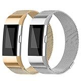 iGK For Fitbit Versa Bands, Milanese Loop Stainless Steel Metal Bracelet with Unique Magnet Clasp Replacement Bands for Fitbit Versa