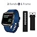 Fitbit Blaze Bands Large, JAKPAS 2PCS Silicone Replacement Bands with Black Frame for Fitbit Blaze Smart Fitness Watch (Black & Blue)