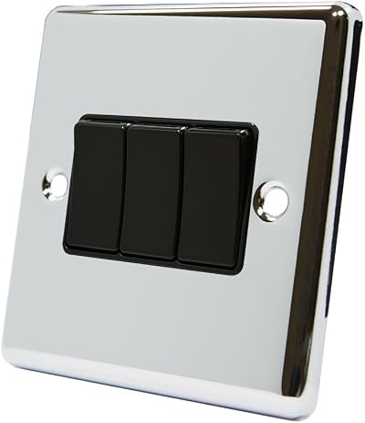 Alliance Electrical 10A 3-Gang 2-Way Polished Chrome Switch Black
