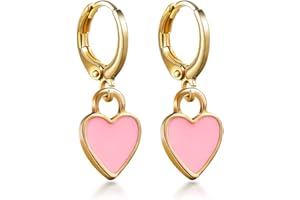 FROZIO Preppy Earrings for Teen Girls Women Smile Face Heart Charms Pendants Gold Small Huggie Hoop Dangle Drop Earrings Trendy Y2K Jewelry Gifts