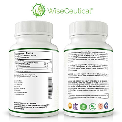 VeganFriendly Omega 3 from Marine Algae with Powerful DHA and EPA