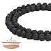 BEADNOVA Black Lava Beads Natural Crystal Beads Stone Gemstone Round Loose Energy Healing with Crystal Stretch Cord for Jewelry Making (6mm, 60-62pcs)