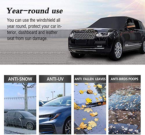 2019 Upgrade Version Car Windshield Snow Cover, Extra Large 87"x 50" 3 Layers Material Windscreen Protection Ice Removal Wiper Visor Sun Shade Protector for Most Vehicles Cars Trucks Vans and SUVs