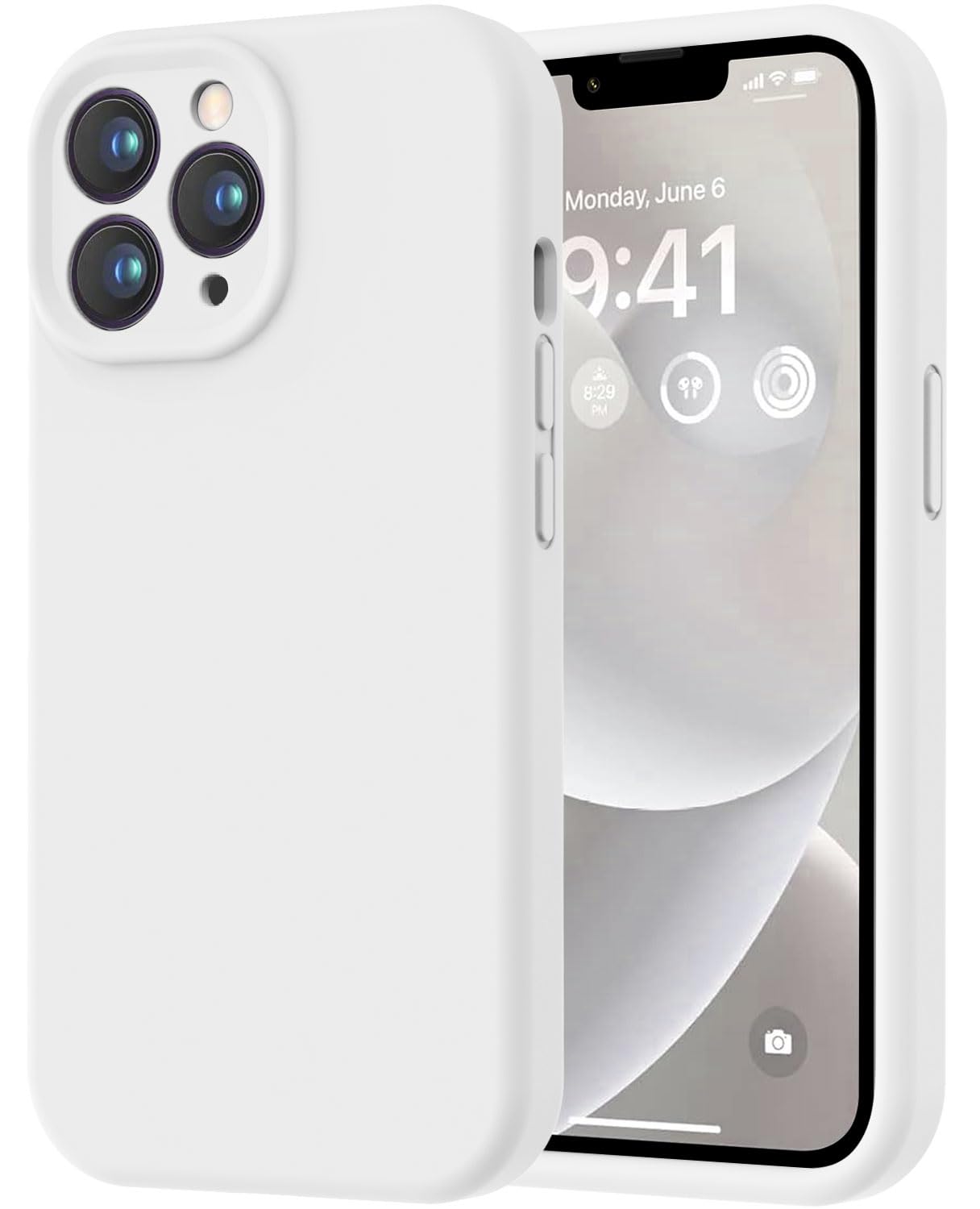 Photo 1 of LOVE 3000 Designed for iPhone 13 Pro Max Case, Premium Silicone with [Soft Anti-Scratch Microfiber Lining] Shockproof Protective Phone Case for Men Women Girls 6.7", White