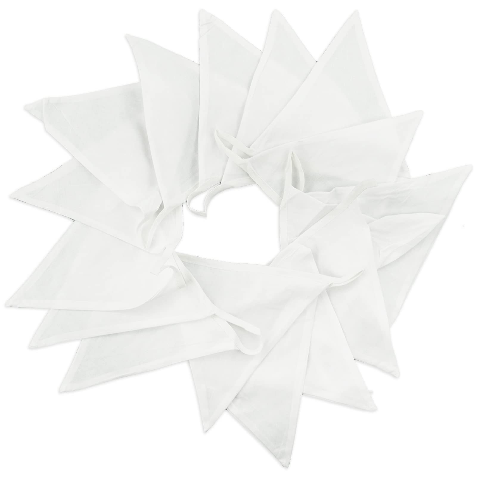 36PCS Large White Fabric Bunting, Two Layer 10M Triangle Banner Garlands, 17X19CM Double Side Cotton Pennants for Wedding Birthday Parties Ceremonies Bedrooms