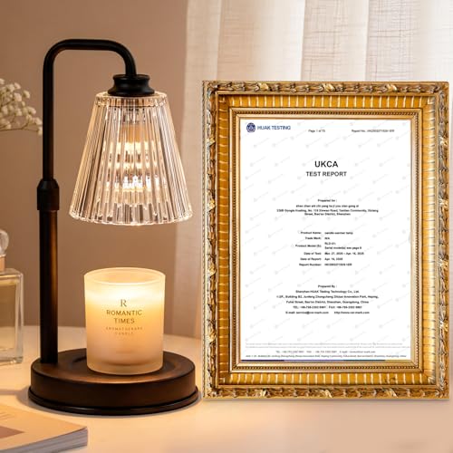 Funistree Height Adjustable Candle Warmer Lamp with Dimmer & Timer, Black Candle Melter Heater with 2 Bulbs, Home Decor, Birthday Gifts for Women, Compatible with Yankee Large Jars