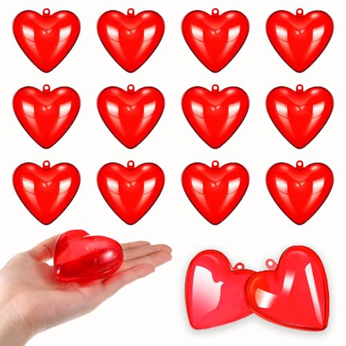 15 Pieces Clear Plastic Fillable Ball Heart Shape Valentine Gifts DIY Craft Christmas Wedding Party Decor Fillable Ornaments Ball for Weddings, Birthdays, Party Favors (65mm,Red) at Amazon