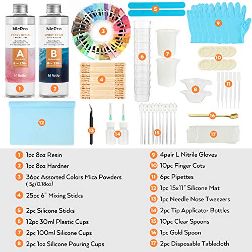 Clear Epoxy Resin Starter Kit 115 Pack, 16 Ounce Resin Set with 36