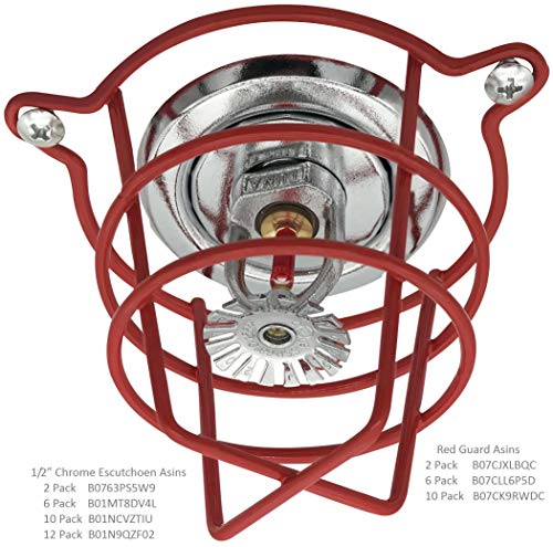 Happy Tree (6 Pack) Red Fire Sprinkler Head Guard for Both 1/2" & 3/4" Sprinkler Head for Protecting Flush Mount & Side Wall & Pendent Semi - Recessed Sprinkler Head