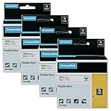 4-Pack Compatible Industrial Label Tapes Replacement DYMO 18489 Flexible Nylon Label Tapes for DYMO Industrial Rhino Pro 4200, 5200, 5000, 6000 Label Maker, Black on White, 3/4'' x 11.5'