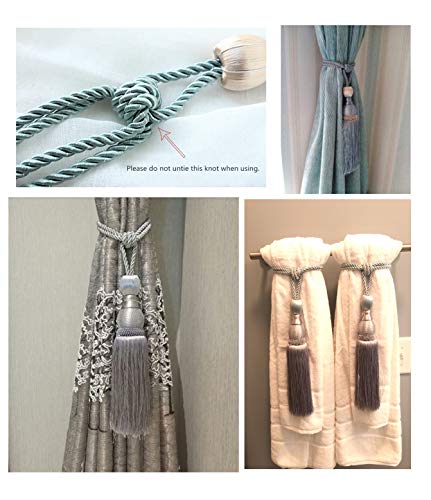 Inesun 1 Pair Tassels Curtain Tiebacks Home Decorative Window Drapery Ball Tassels Rope Holdbacks (Pink)