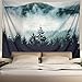 Heopapin Misty Forest with Mountains Tapestry Fog Fantasy Magical Trees Landscape Wall Hanging Mandala Bohemian Wall Tapestry 3D Vision Nature Tree Tapestry Wall Hanging