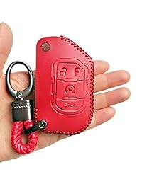 Alegender Jeep Wrangler JL Gladiator JT llavero de 4 botones de piel cubierta para llavero remoto sin llave para 2018 2019 2020 Wrangler JL Gladiator JT 68292944AA