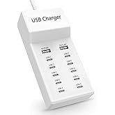 12-Port 60W USB Charging Station, MultiPort Charger [10 USB-C+2 USB-A], Compatible with iPhone/Samsung/Google Pixel/Watch/Headphones