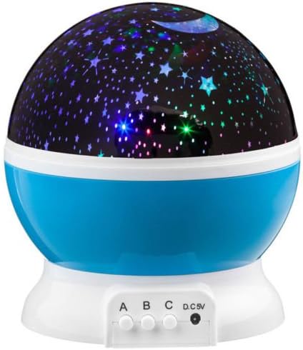 Night Light Projector,360 Degree Rotating Star Projector Lamps, Romantic Night Light 9 Light Colour Changing with USB Cable for Kids, Baby, Bedroom, and Nursery Light Best Gift (Blue)