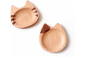 Wood Cat Coffee Spoon Rests - 2 Cute Cat Kitten Wooden Coffee Spoon Rest Teaspoon Holder Coffee Station Decor Coffee bar Coff