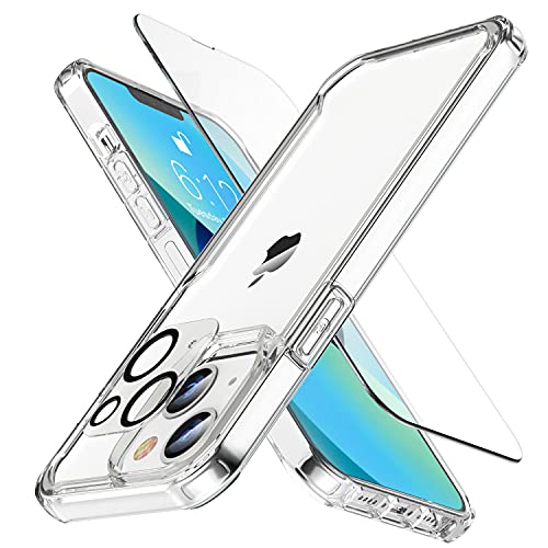 ORETECH Transparent Case for iPhone 13, with [2 x Tempered Glass and 1 x Camera Screen Protector] Soft TPU Silicone Bumper Case Anti-Shock, Anti-Scratch Case for iPhone 13, Clear