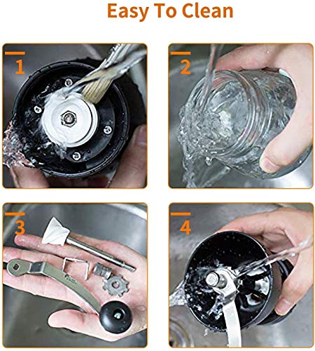 Camaka Manuelle Kaffeemühle mit Keramik-Frässtiften, Hand-Kaffeemühle mit zwei Glasbehältern (je 325 ml), Bürste und… – Bild 5