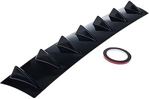 BTSHUB 33" X 6" Universal Lower Rear Body Bumper Lip Diffuser - 7 Fins Wings Shark Style Gloss Car Spoiler Decoration Black ABS