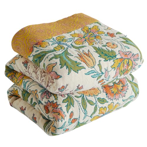 Bailix Premium Boho Tagesdecke 100% Baumwolle Kuscheldecke Doppelseitige Musselin Boho Decke 230x250cm, Kuschelige Sofadecke & Bettüberwurf, Patchwork