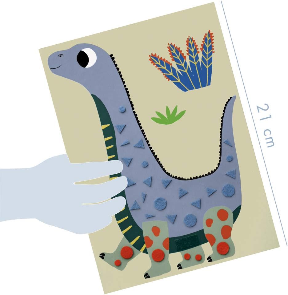 Avenue Mandarine, Ref KC091C, Felt Mosaic Dinosaur Boards Activity, 4 Dinosaur Cards, 15 x 21cm - Image 5