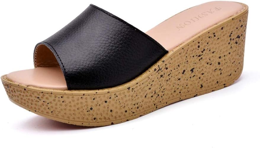 leather wedge slippers