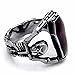 ELFASIO Skull Rings for Men Stainless Steel Gothic Vampire Bloody Red Enamel Coffin Bike Jewelry Size 8-14