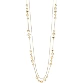 FULU AUTUMN Boho Gold Long Necklaces for Women Natural Stone Beaded Layered Long Necklace Mothers Day Gifts Dainty Flower Costume Jewelry for Women