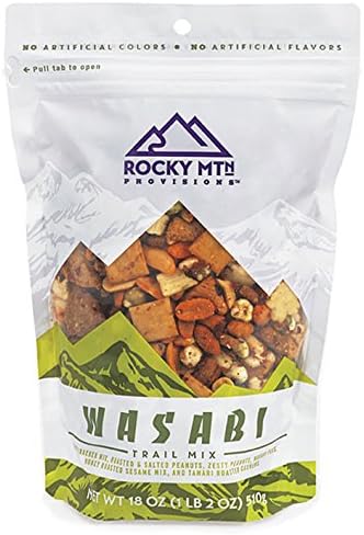 Rocky MTn Provisions Gourmet Trail Mix, Resealable Bag, No Artificial Flavors: Rice Cracker Mix, Roasted, Salted &amp; Zesty Peanuts, Wasabi Peas, Honey Roasted Sesame Mix, and Tamari Roasted Cashews