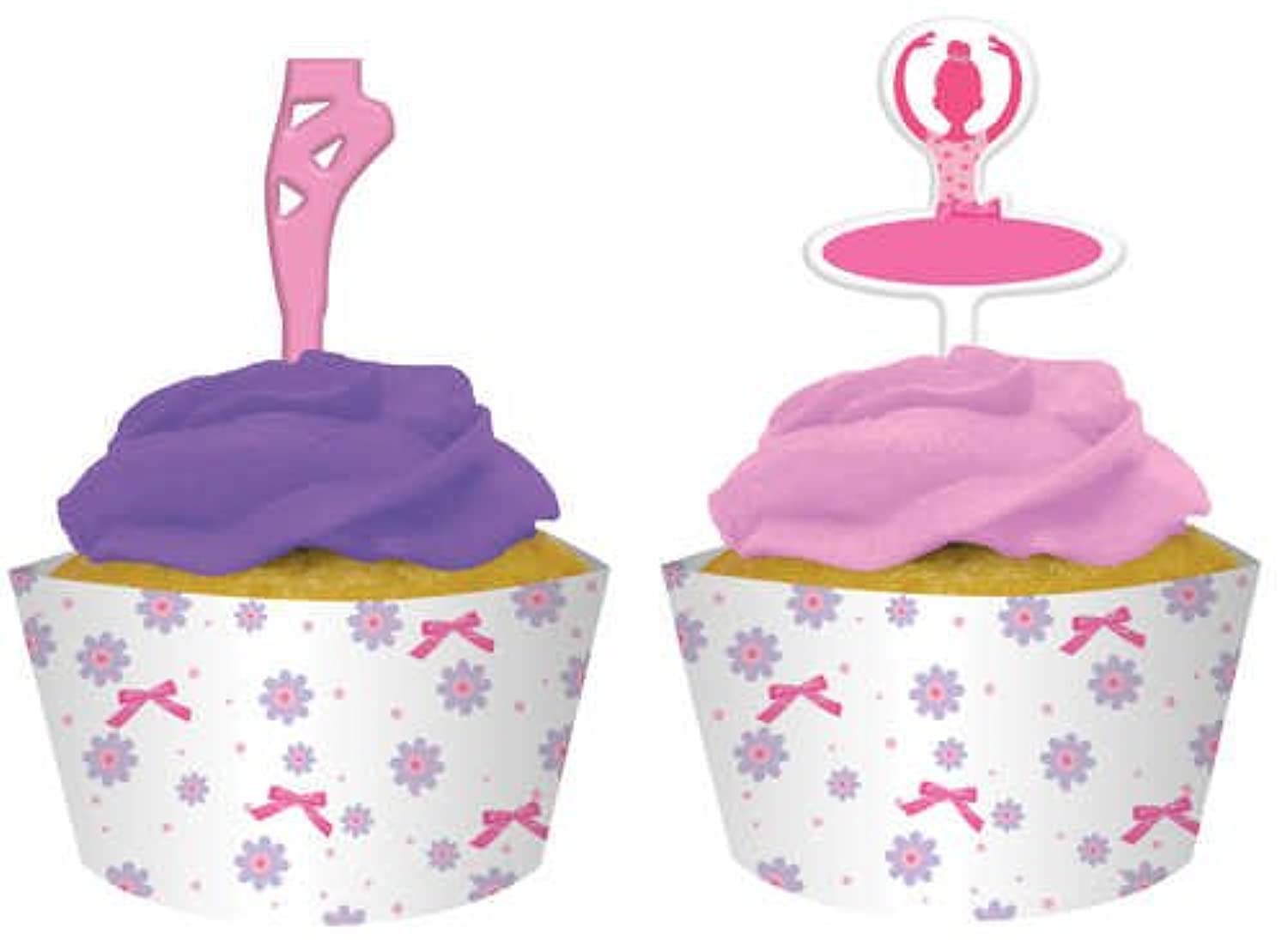 12-Count Cupcake Pick Decorations and Baking Cup Wrappers, Tutu Much Fun