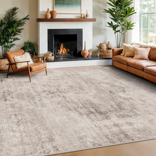 Photo 1 of ** SIMILAR ** Area Rugs for Living Room - 8x10 Washable Modern Abstract Rug for Bedroom, Dining Room Under Table, Home Office, Soft Washable & Stain Resistance (Beige & Peach)