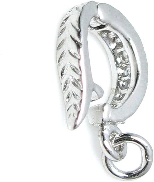 TCC Sourcing1 pc Rhodium On .925 Sterling Silver Clear Cz Crystal Interchangeable Bail Charm Pendant Pearl Necklace Enhancer Shortener Clasp Connector Slider