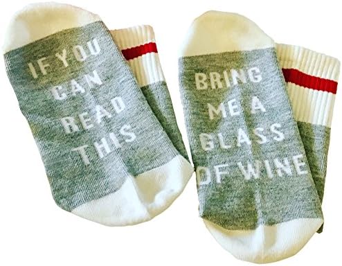 If You Can Read This Bring Me A Glass Of Wine Socks Warm, Cozy Christmas Stocking Stuffer Gift for Wine Lovers (Grey)
