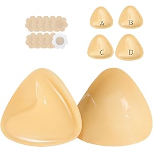 Uiheex Double Sided Sticky Bra Inserts, Reusable Push Up Adhesive Pads with Padding for Bikini, Swimsuit, Sports Bra (US, Cup