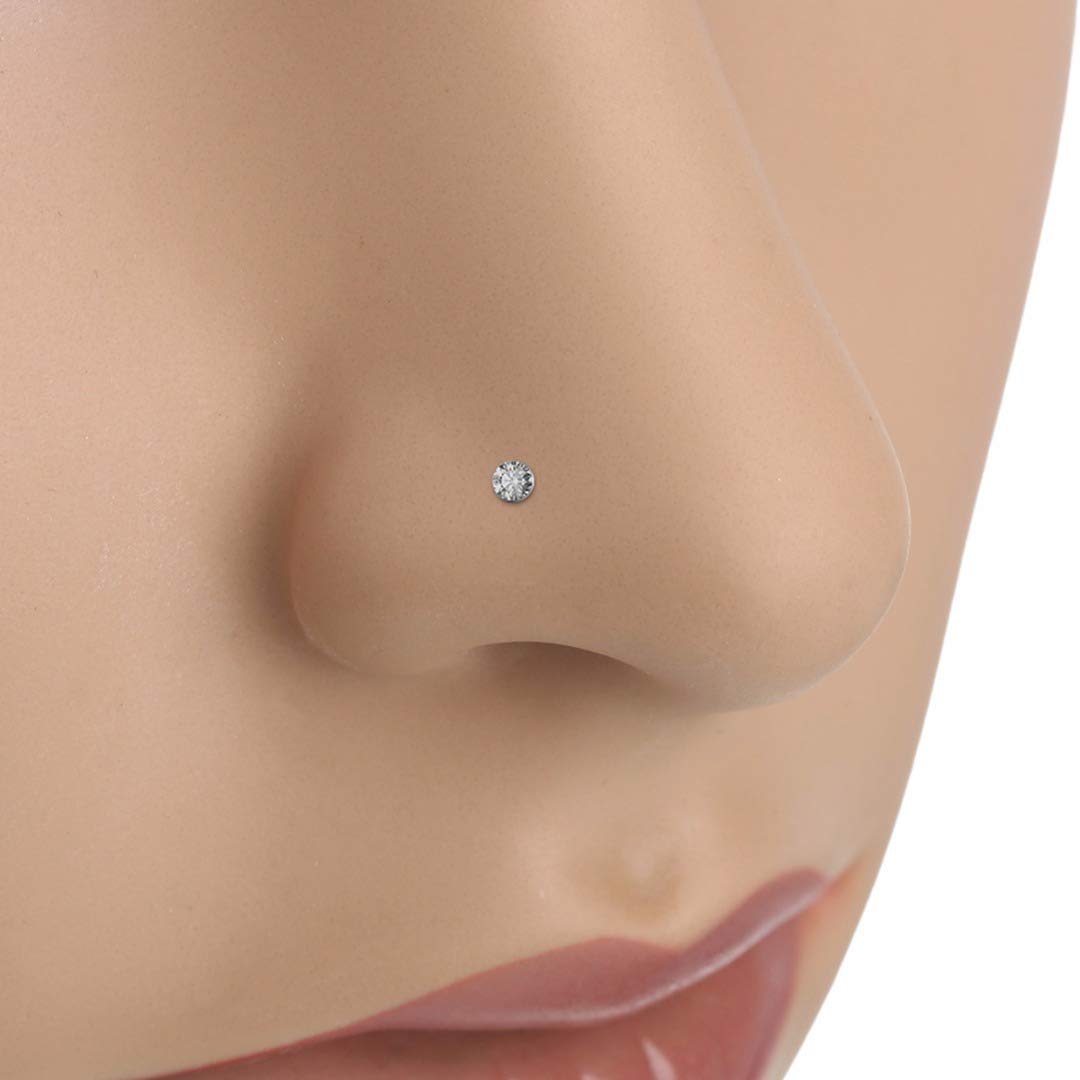 Idealhere 60x 316l Mode Piercing Nez Strass Stud Corps Anneaux Bijoux Vis Nose Stud Bijoux Multicolor Clair
