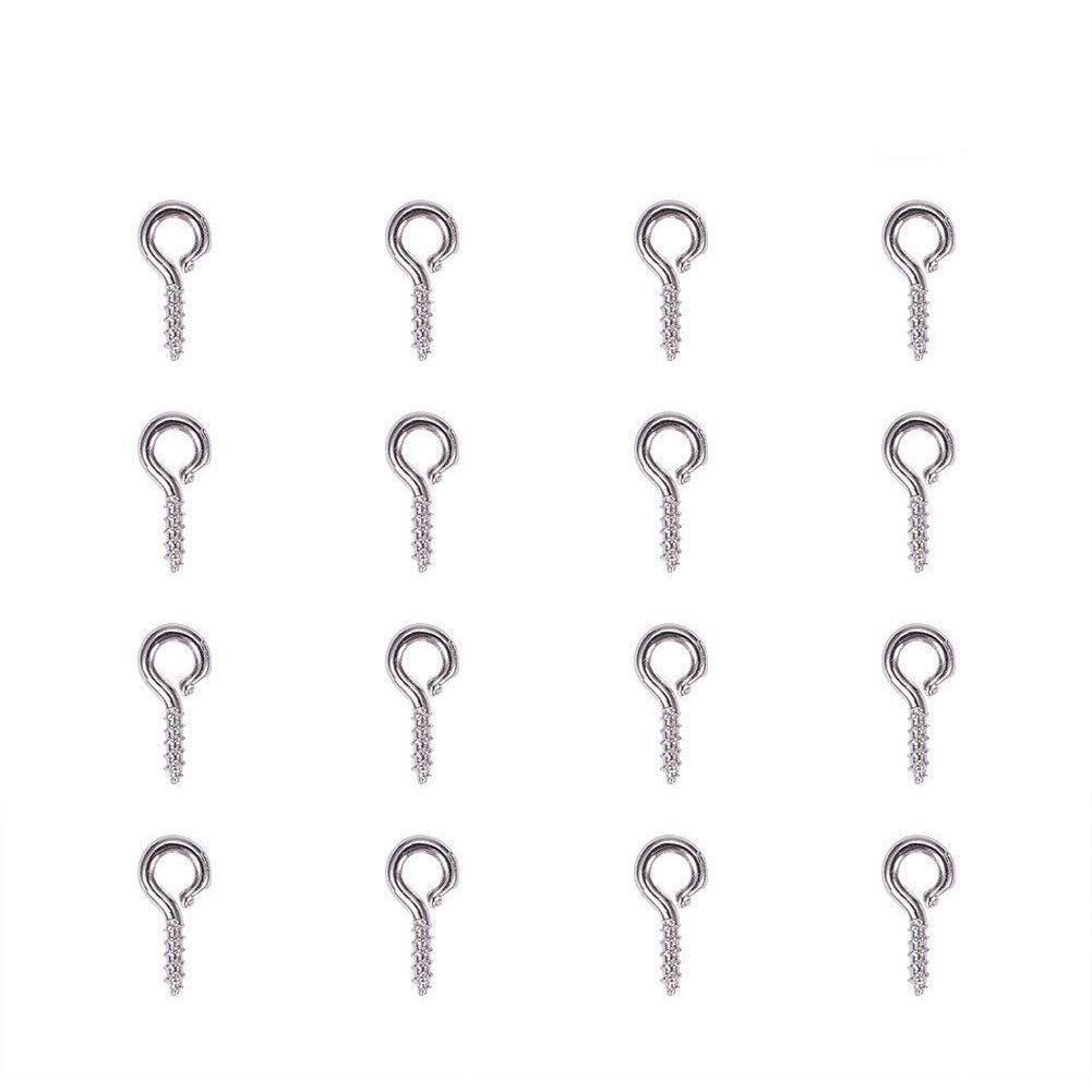 PH PandaHall 500 pcs Silver Mini 8mm Eye Pins Hooks Eyelet Screws for Crafts Home Projects, 8x4x1mm, Hole: 2mm
