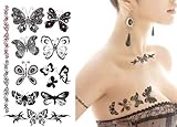 Supperb Temporary Tattoos - Black & White Butterflies