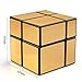 D-FantiX Shengshou Mirror Cube 2x2 Speed Unequal Cube Shape Puzzles Golden Black