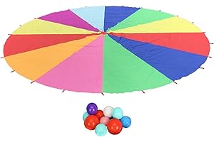 Rainbow Umbrella Rainbow Parachute Party with Balls Team Game Activity Multi Person Collaboration 200 cm Dia Exercise Toy