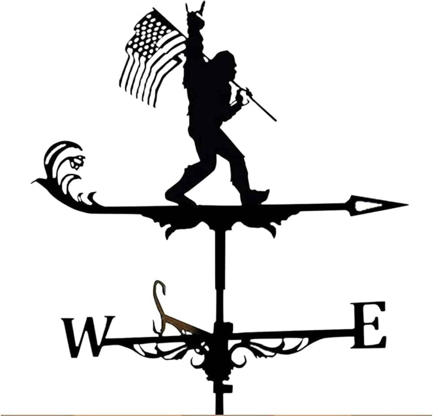 Weathervanes - CXSMKP Weather Vane, Decor Wind Vane Mount Garden Yard Decoration, Stainless Steel Weather Vane Farm Scene Wind Direction Indicator, Flag Bigfoot