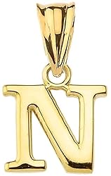 14K Yellow Gold Fine Mini Dangling Initial A-Z